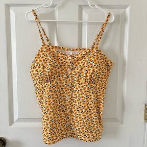 No Boundaries Yellow Floral Button-Up Women's Top